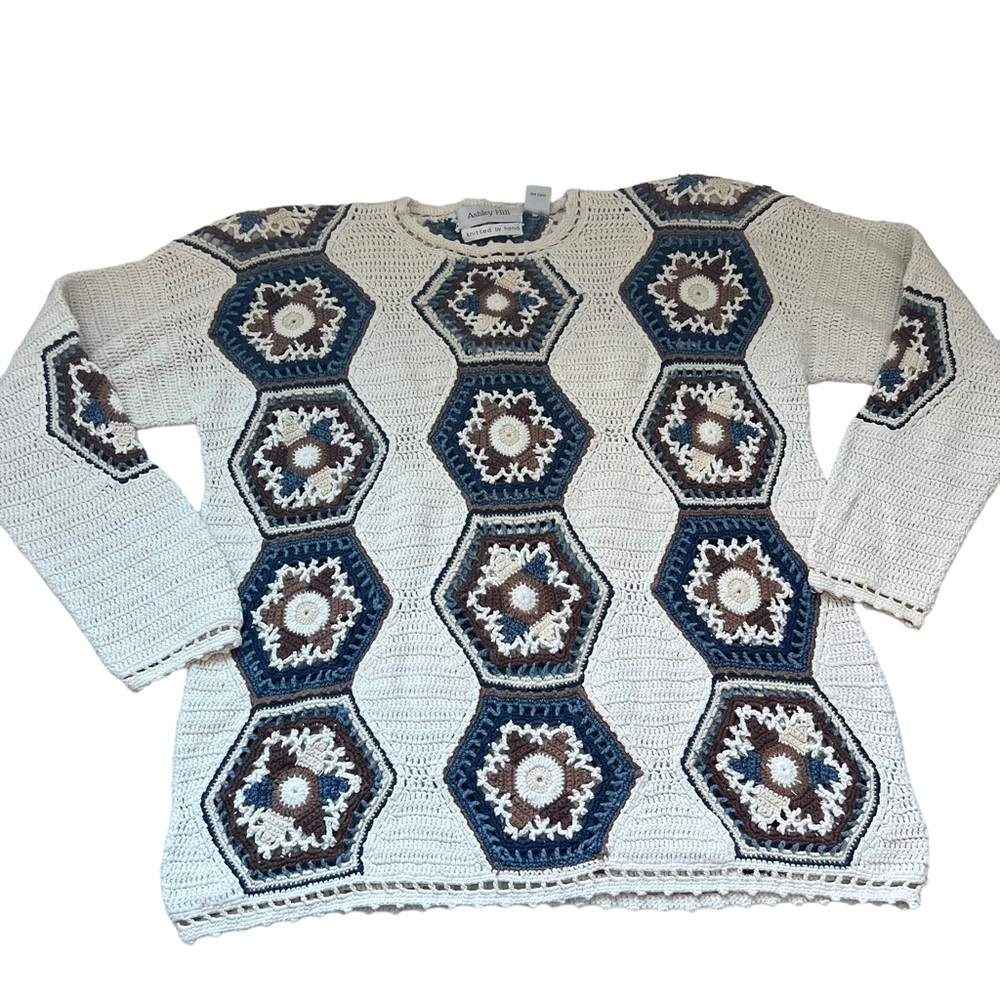 Ashley Hill Afghan Style Hand Knit Size Large Womens Sweater